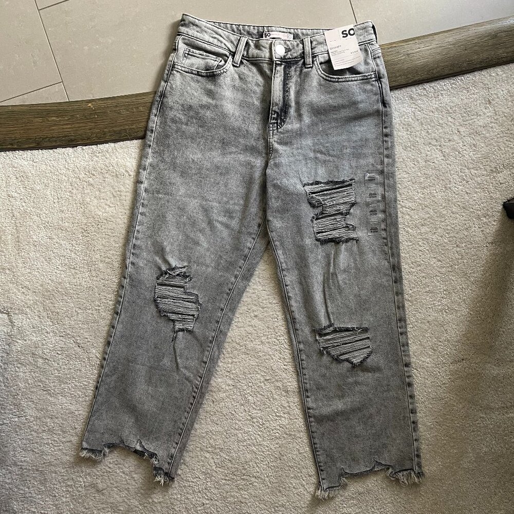 NEW Sonoma 9/29 High Rise Straight Destructed Women Jeans